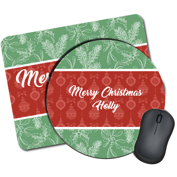 Custom Christmas Holly Mouse Pad (Personalized)