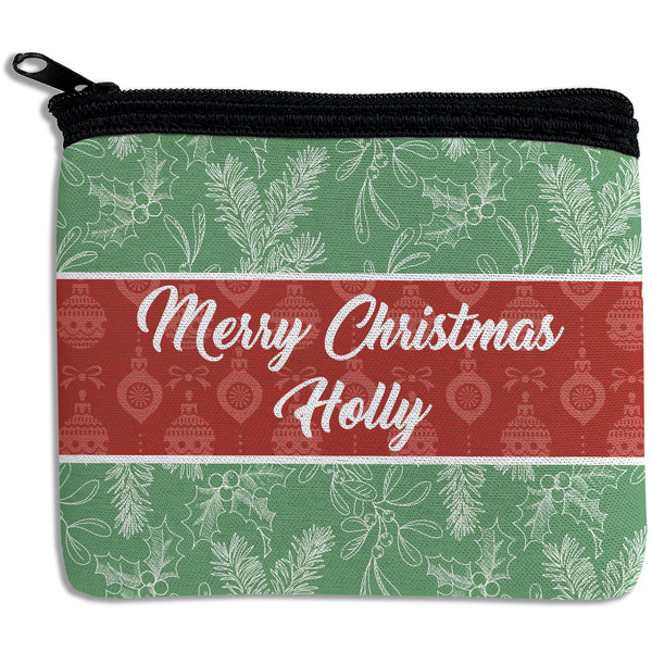 Custom Christmas Holly Rectangular Coin Purse (Personalized)