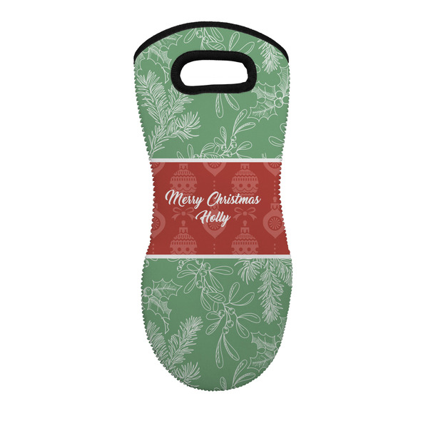 Custom Christmas Holly Neoprene Oven Mitt w/ Name or Text