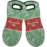 Christmas Holly Neoprene Oven Mitts - Set of 2 w/ Name or Text