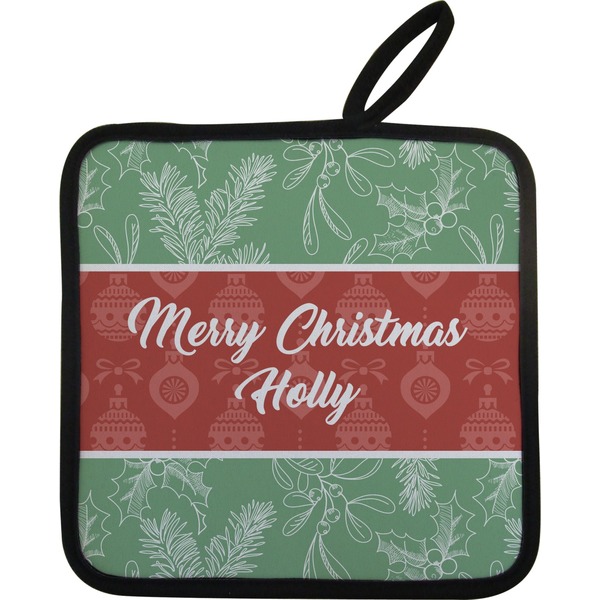 Custom Christmas Holly Pot Holder w/ Name or Text