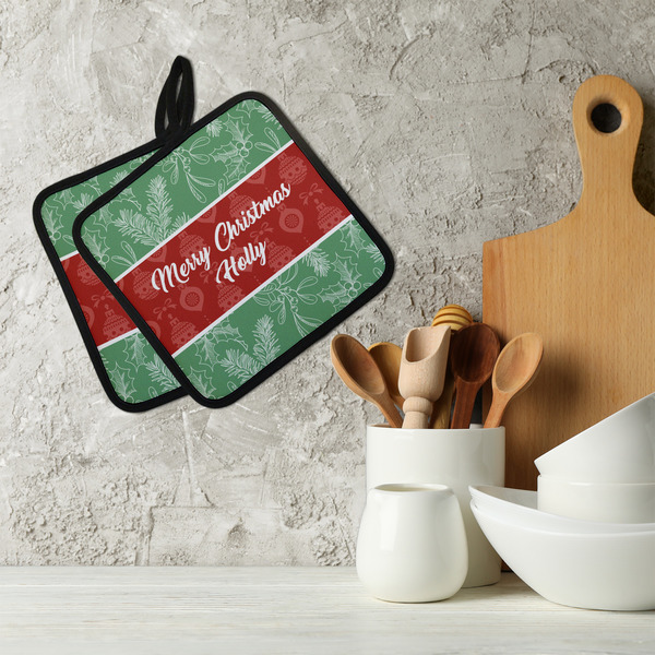 Christmas Holly Neoprene Pot Holder - Set of 2  LIFESTYLE