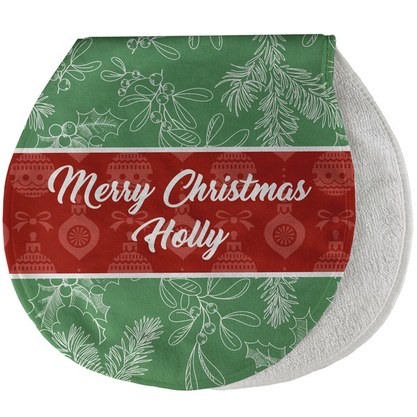 Custom Christmas Holly Burp Pad - Velour w/ Name or Text