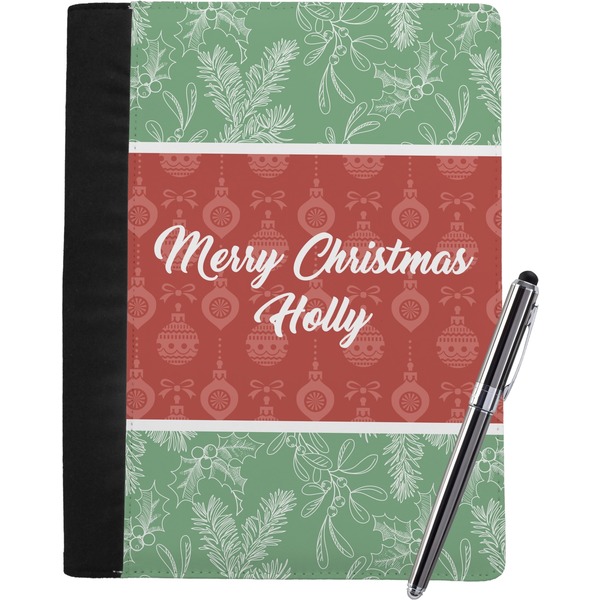 Custom Christmas Holly Notebook Padfolio - Large w/ Name or Text