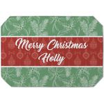 Christmas Holly Dining Table Mat - Octagon (Single-Sided) w/ Name or Text