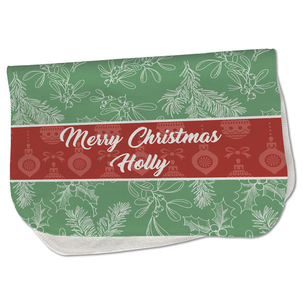 Custom Christmas Holly Burp Cloth - Fleece w/ Name or Text