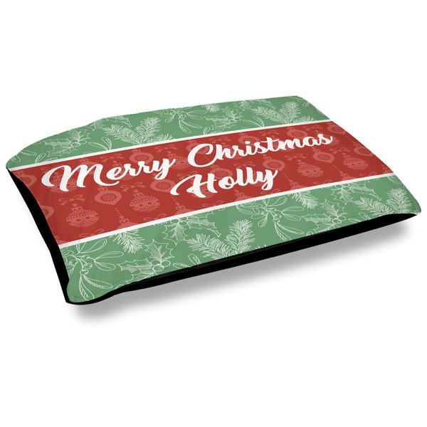 Custom Christmas Holly Dog Bed w/ Name or Text