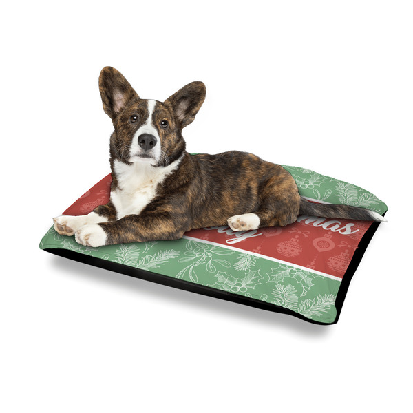 Christmas Holly Outdoor Dog Beds - Medium - IN CONTEXT
