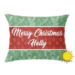 Christmas Holly Outdoor Throw Pillow (Rectangular) (Personalized)