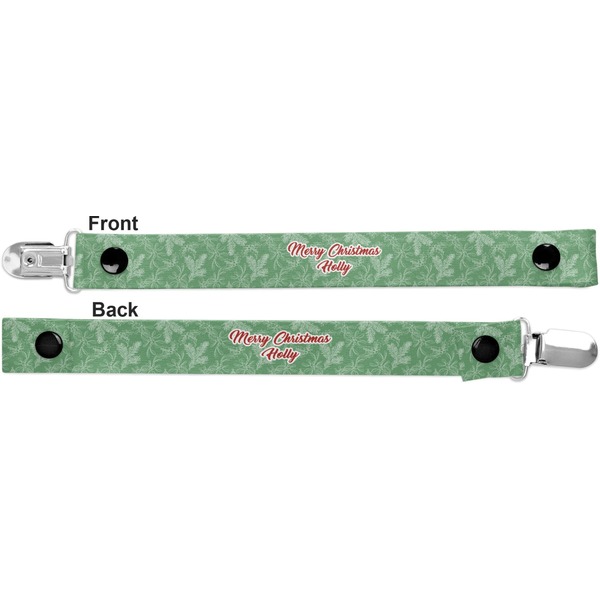 Christmas Holly Pacifier Clip - Front and Back