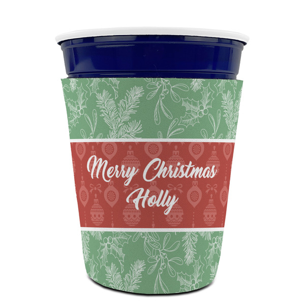 Christmas Holly Party Cup Sleeves - without bottom - FRONT (on cup)
