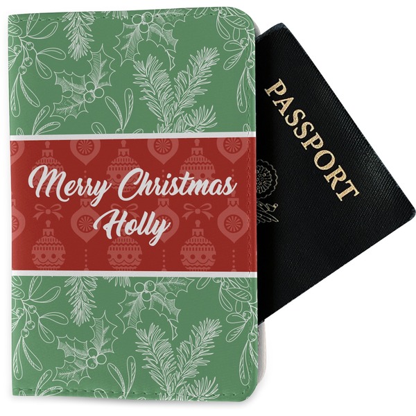 Custom Christmas Holly Passport Holder - Fabric (Personalized)