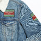 Christmas Holly Patches Lifestyle Jean Jacket Detail