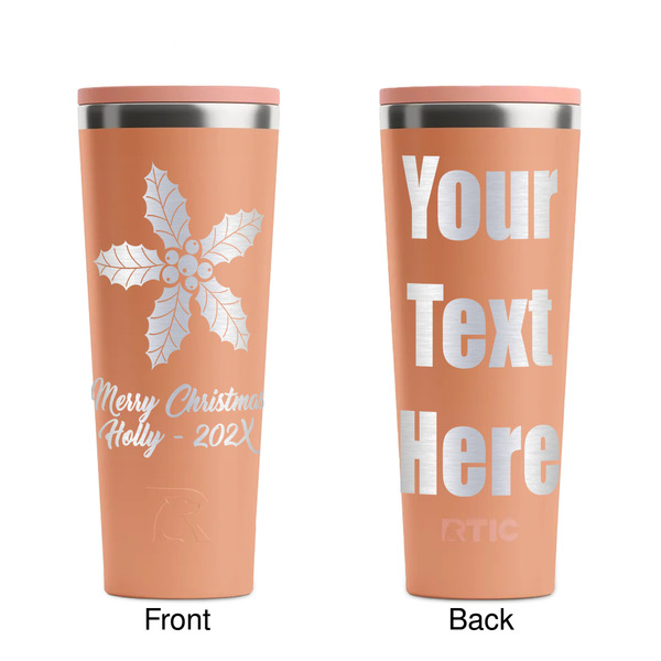 Christmas Holly Peach RTIC Everyday Tumbler - 28 oz. - Front and Back