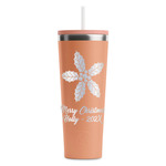 Christmas Holly RTIC Everyday Tumbler with Straw - 28oz - Peach - Single-Sided (Personalized)