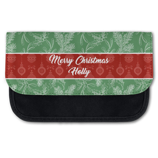 Custom Christmas Holly Canvas Pencil Case w/ Name or Text