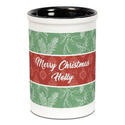 Christmas Holly Ceramic Pencil Holders - Black