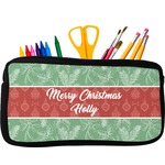 Christmas Holly Neoprene Pencil Case - Small w/ Name or Text