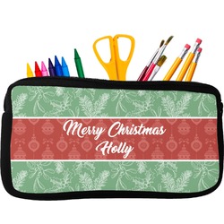 Christmas Holly Neoprene Pencil Case - Small w/ Name or Text