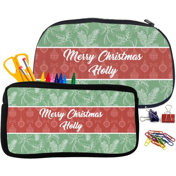 Christmas Holly Pencil / School Supplies Bags Small and Medium