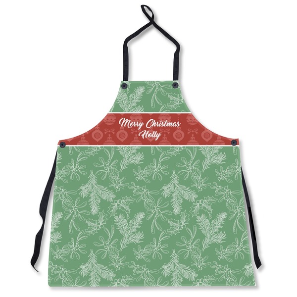 Custom Christmas Holly Apron Without Pockets w/ Name or Text