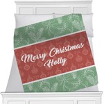Christmas Holly Minky Blanket - Toddler / Throw - 60"x50" - Single Sided (Personalized)