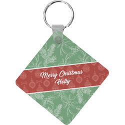 Christmas Holly Diamond Plastic Keychain w/ Name or Text