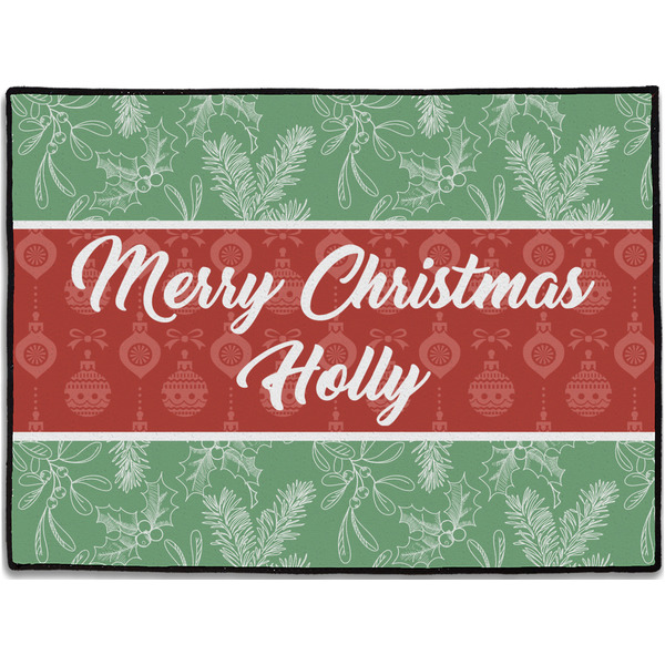 Custom Christmas Holly Door Mat (Personalized)
