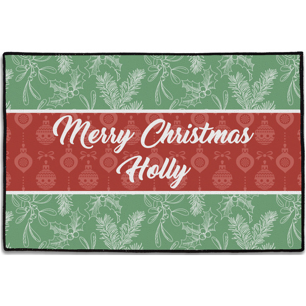 Custom Christmas Holly Door Mat - 36"x24" (Personalized)
