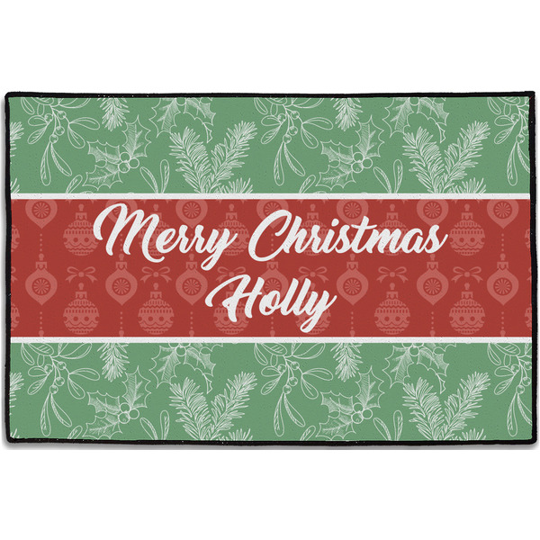 Christmas Holly Personalized Door Mat - 36x24 (APPROVAL)