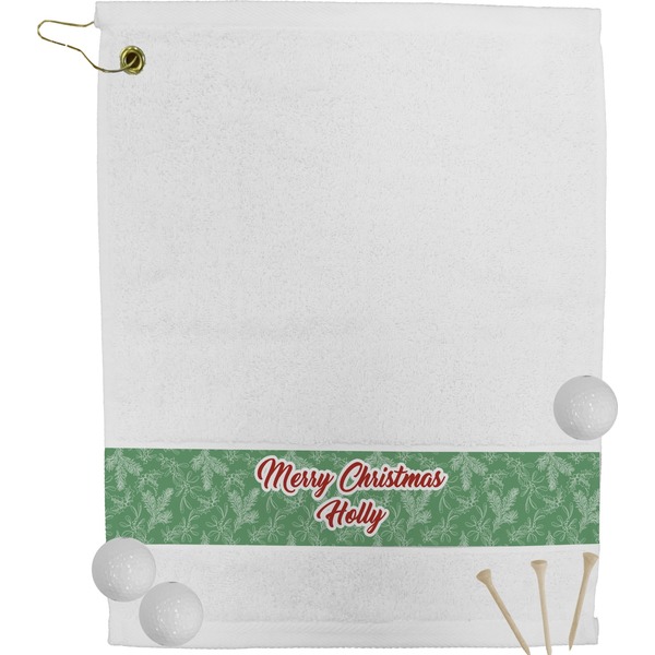 Custom Christmas Holly Golf Bag Towel (Personalized)