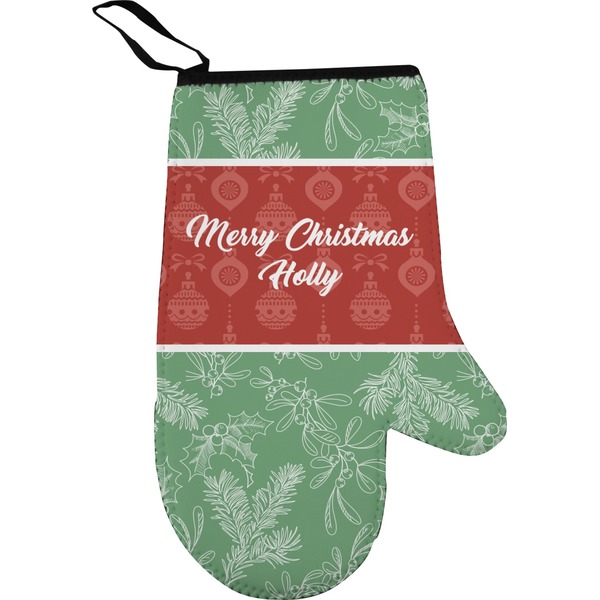 Custom Christmas Holly Right Oven Mitt (Personalized)