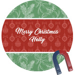 Christmas Holly Round Fridge Magnet (Personalized)