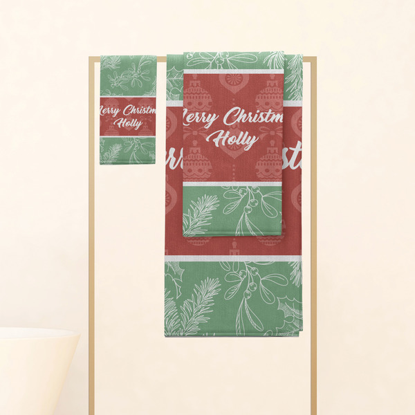 Christmas Holly Personalized Towel Set