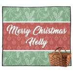 Christmas Holly Outdoor Picnic Blanket (Personalized)