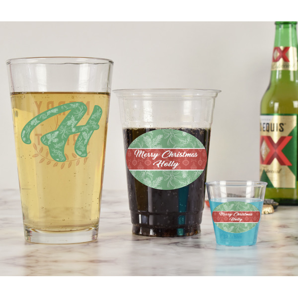 Christmas Holly Pint Glass - Two Content - In Context