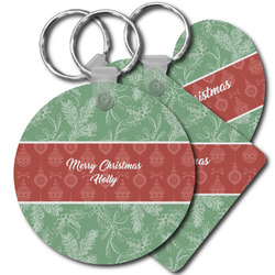 Christmas Holly Plastic Keychain (Personalized)