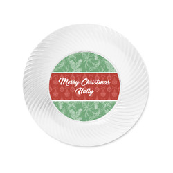 Christmas Holly Plastic Party Appetizer & Dessert Plates - 6" (Personalized)