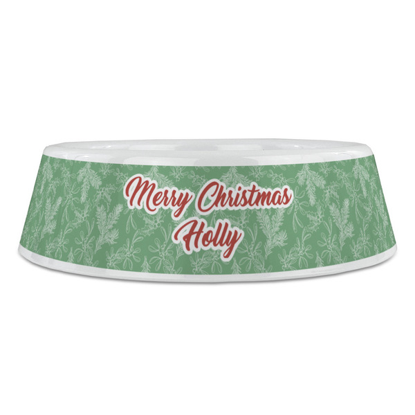 Christmas Holly Plastic Pet Bowls - Large - FRONT