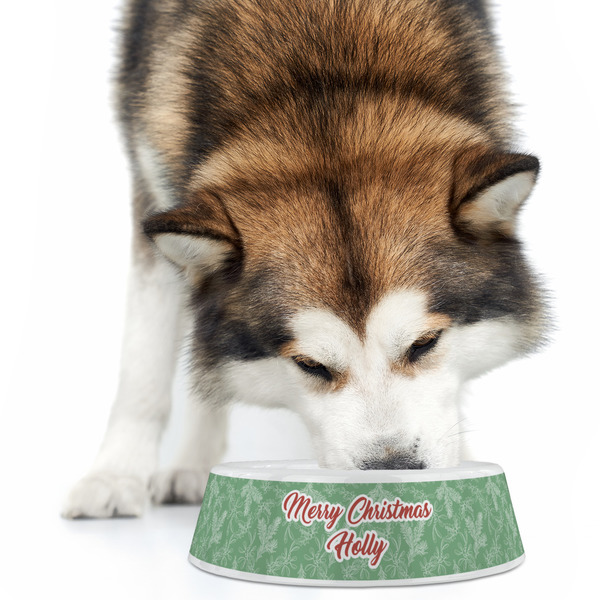 Christmas Holly Plastic Pet Bowls - Large - LIFESTYLE