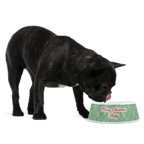 Christmas Holly Plastic Pet Bowls - Medium - LIFESTYLE