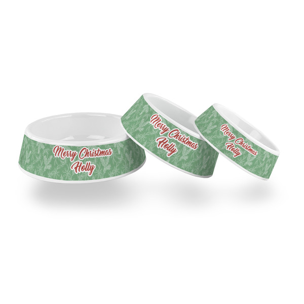 Christmas Holly Plastic Pet Bowls - PARENT MAIN
