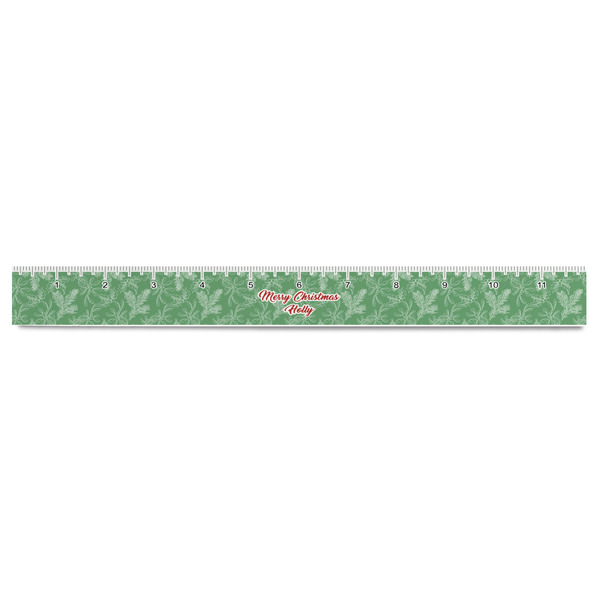 Christmas Holly Plastic Ruler - 12" - FRONT