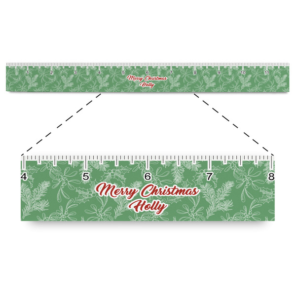 Custom Christmas Holly Plastic Ruler - 12" (Personalized)