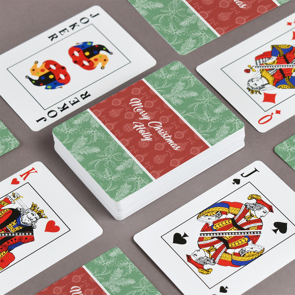 Christmas Holly Playing Cards - Front & Back View