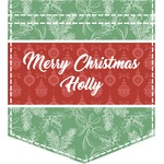 Christmas Holly Iron On Faux Pocket (Personalized)