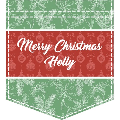 Christmas Holly Iron On Faux Pocket (Personalized)