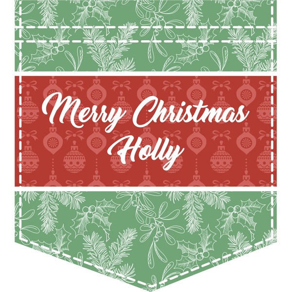 Custom Christmas Holly Iron On Faux Pocket (Personalized)