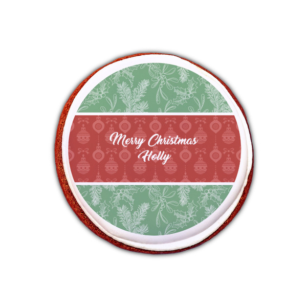 Christmas Holly Printed Icing Circle - XSmall - On Cookie