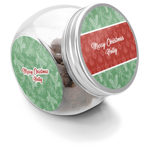Custom Christmas Holly Puppy Treat Jar (Personalized)